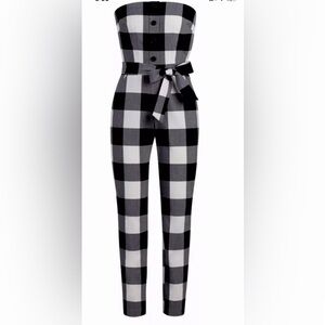 New York and company strapless romper black and white gingham size small